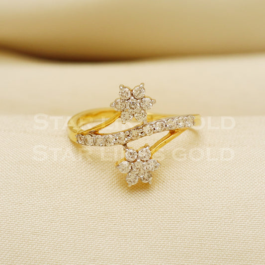 Handmade Natural Diamond Ring from India,18K gold Wt 3.37g, Diamond 0.57cts, Ring Size US All, width 14mm, PR1005