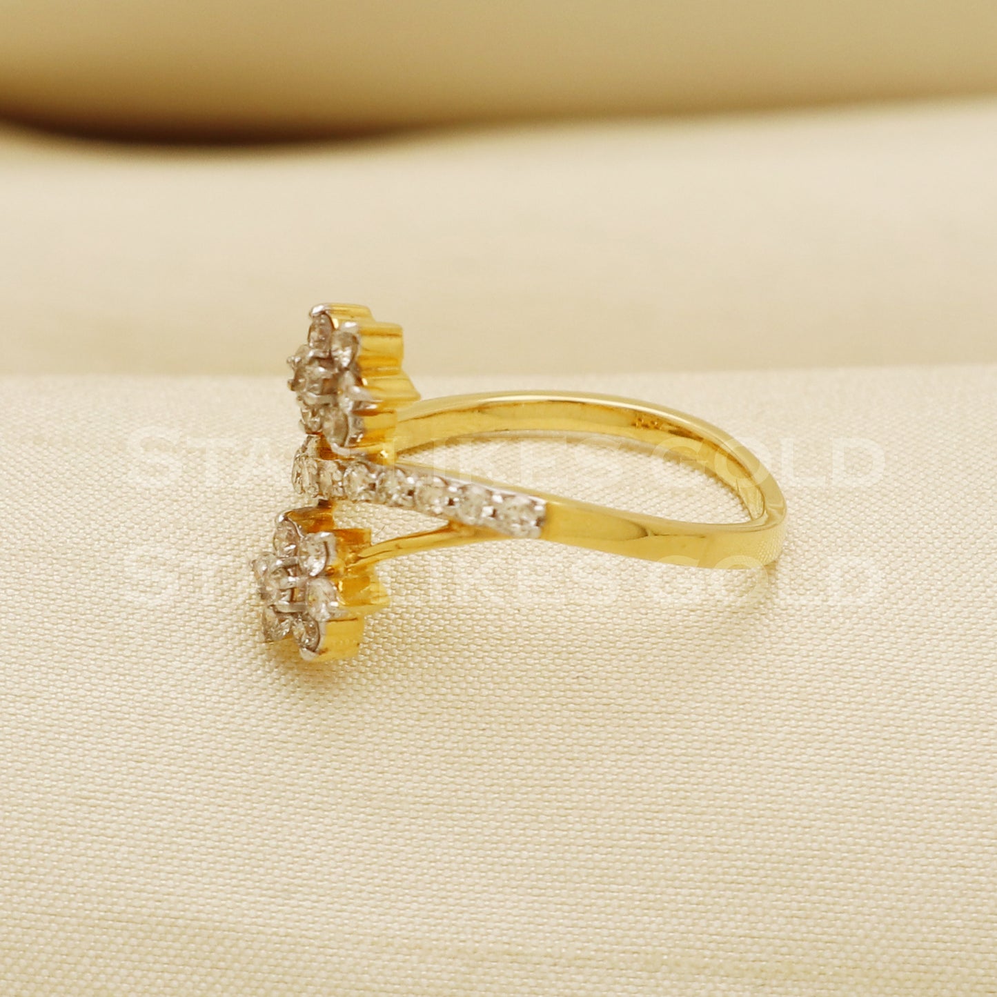 Handmade Natural Diamond Ring from India,18K gold Wt 3.37g, Diamond 0.57cts, Ring Size US All, width 14mm, PR1005