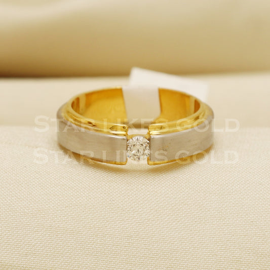 Handmade Natural Diamond Ring from India,14K gold Wt 6.69g, Diamond 0.26cts, Ring Size US All, width 6mm, PR1006