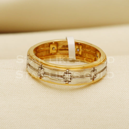 Handmade Natural Diamond Ring from India,18K gold Wt 4.19g, Diamond 0.23cts, Ring Size US All, width 5.5mm, PR1008