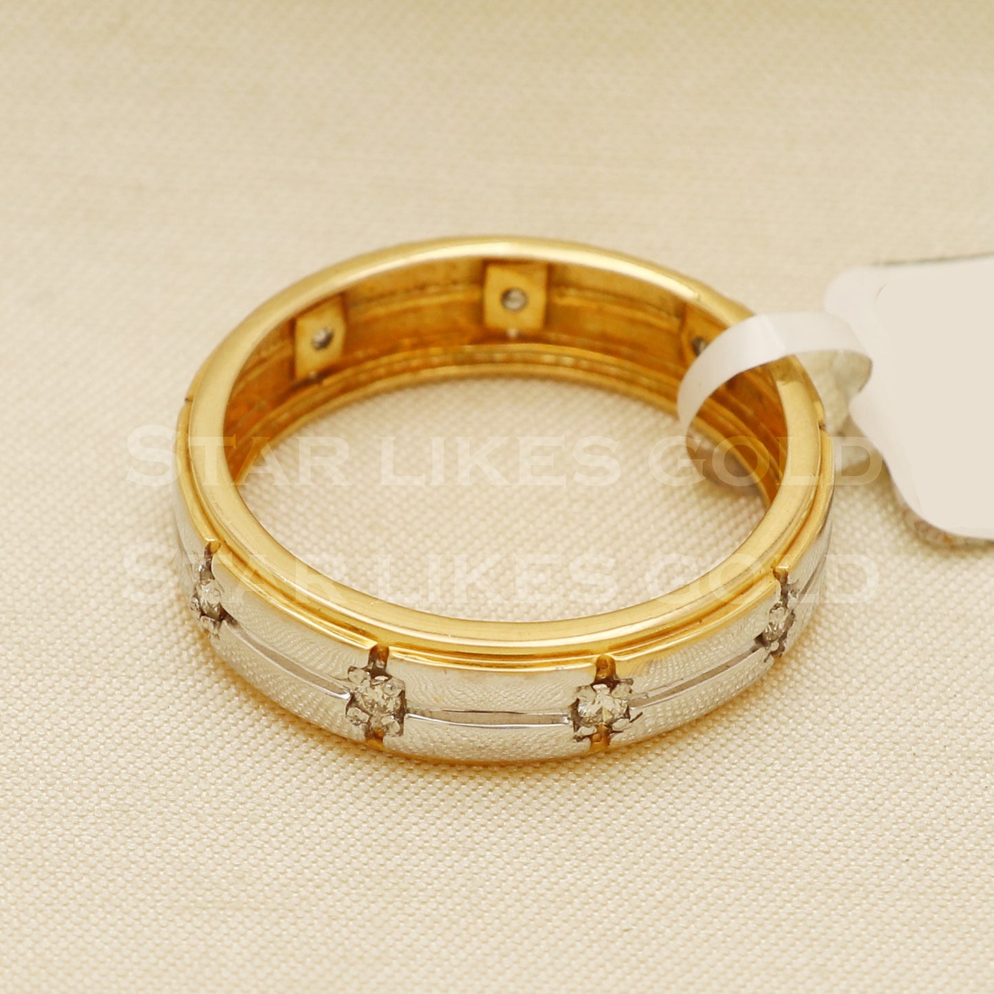 Handmade Natural Diamond Ring from India,18K gold Wt 4.19g, Diamond 0.23cts, Ring Size US All, width 5.5mm, PR1008