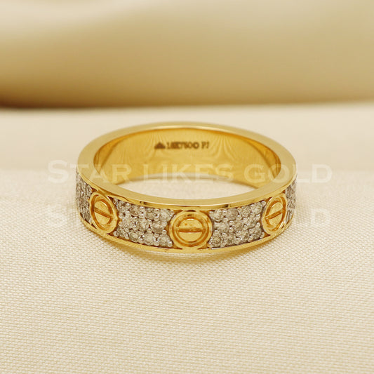 Handmade Natural Diamond Ring from India,18K gold Wt 7.9g, Diamond 0.87cts, Ring Size US All, width 5mm, PR1009