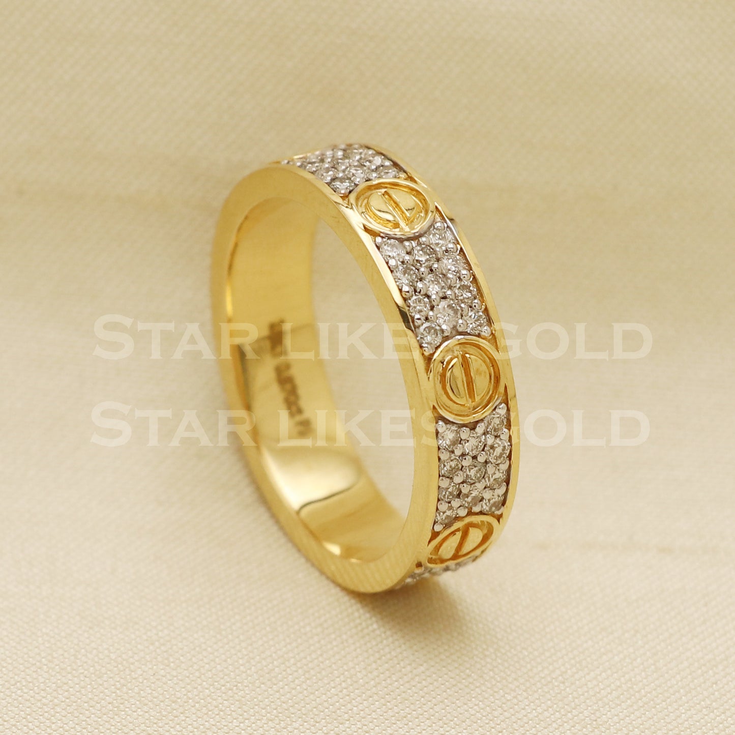 Handmade Natural Diamond Ring from India,18K gold Wt 7.9g, Diamond 0.87cts, Ring Size US All, width 5mm, PR1009