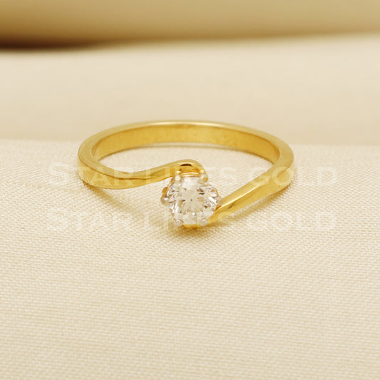 Handmade Natural Diamond Ring from India,18K gold Wt 2.86g, Diamond 0.4cts, Ring Size US All, width 5mm, PR1011