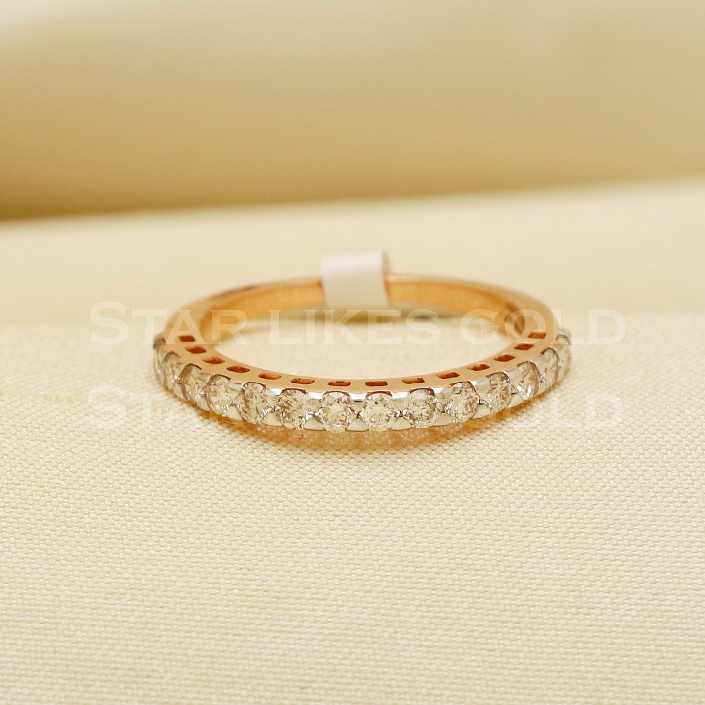 Handmade Natural Diamond Ring from India,14K gold Wt 1.9g, Diamond 0.49cts, Ring Size US All, width 2mm, PR1012