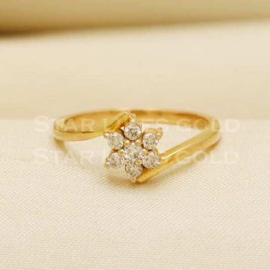 Handmade Natural Diamond Ring from India,18K gold Wt 3.23g, Diamond 0.24cts, Ring Size US All, width 8mm, PR1013