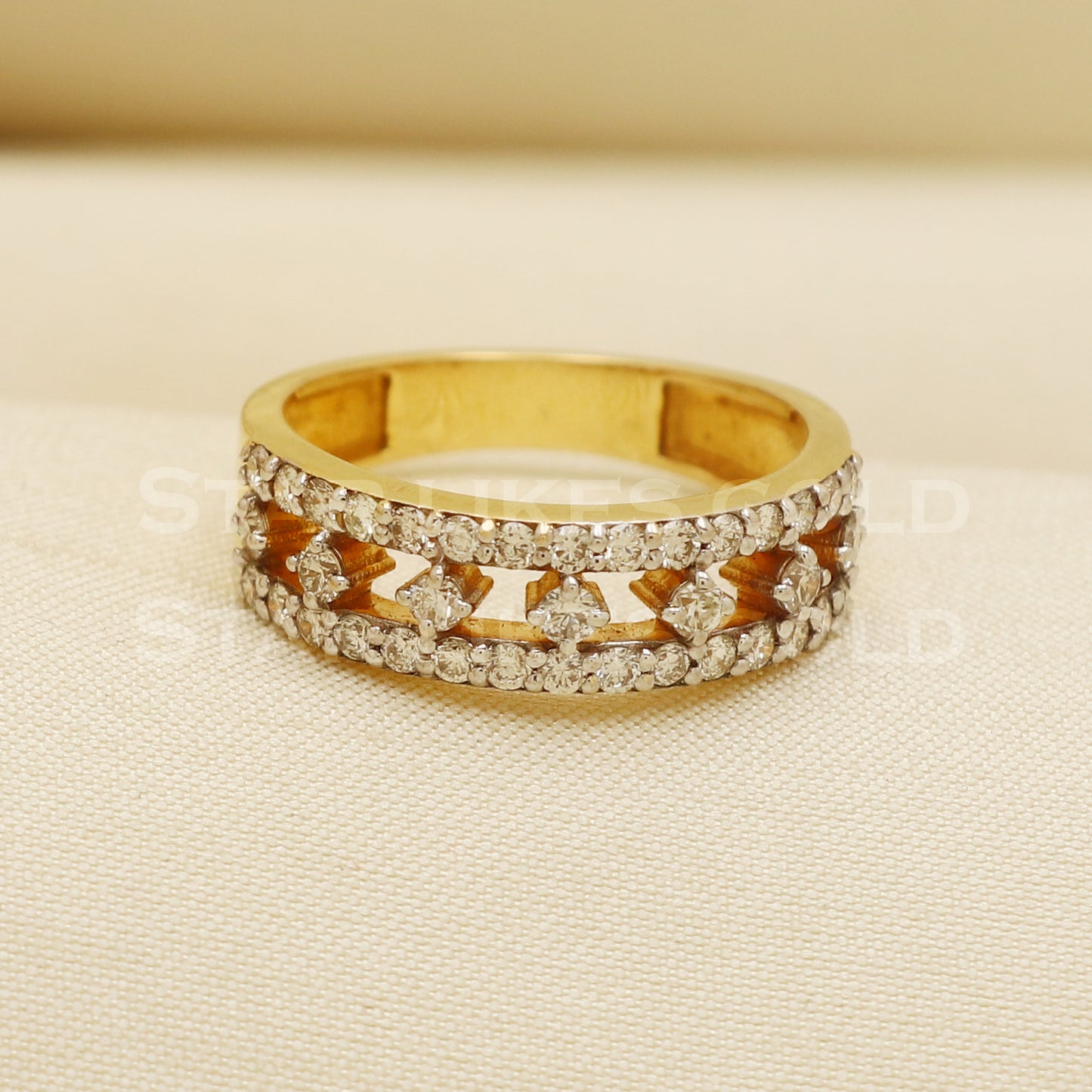 Handmade Natural Diamond Ring from India,18K gold Wt 4.81g, Diamond 0.74cts, Ring Size US All, width 6mm, PR1014