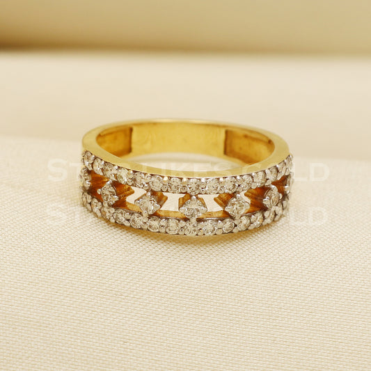 Handmade Natural Diamond Ring from India,18K gold Wt 4.81g, Diamond 0.74cts, Ring Size US All, width 6mm, PR1014