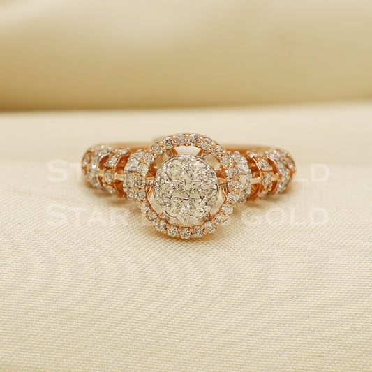 Handmade Natural Diamond Ring from India,14K gold Wt 6.02g, Diamond 1.13cts, Ring Size US All, width 11mm, PR1016