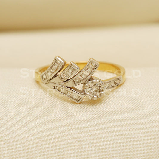 Handmade Natural Diamond Ring from India,18K gold Wt 2.74g, Diamond 0.34cts, Ring Size US All, width 10mm, PR1017