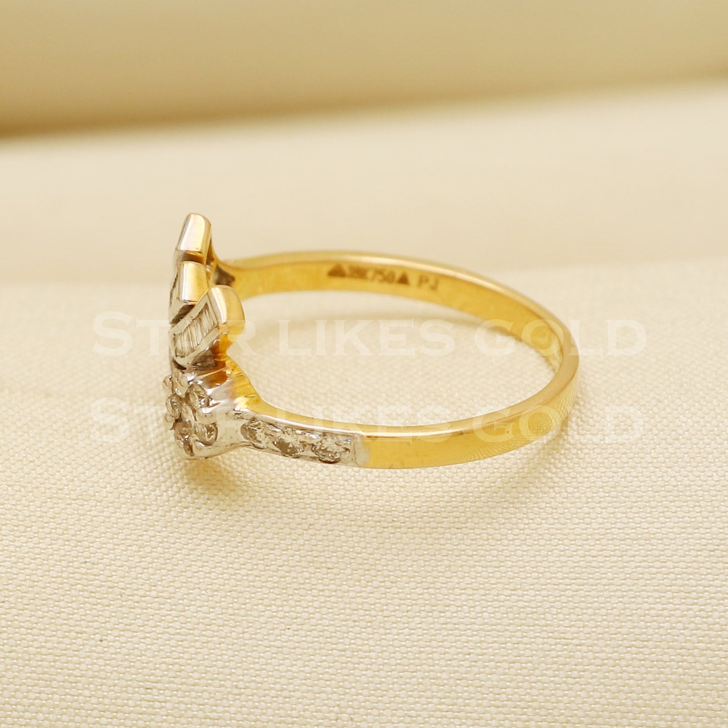 Handmade Natural Diamond Ring from India,18K gold Wt 2.74g, Diamond 0.34cts, Ring Size US All, width 10mm, PR1017