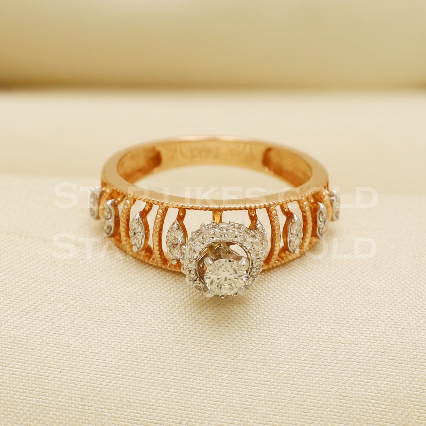Handmade Natural Diamond Ring from India,14K gold Wt 3.26g, Diamond 0.5cts, Ring Size US All, width 8/4mm, PR1018