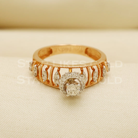 Handmade Natural Diamond Ring from India,14K gold Wt 3.26g, Diamond 0.5cts, Ring Size US All, width 8/4mm, PR1018