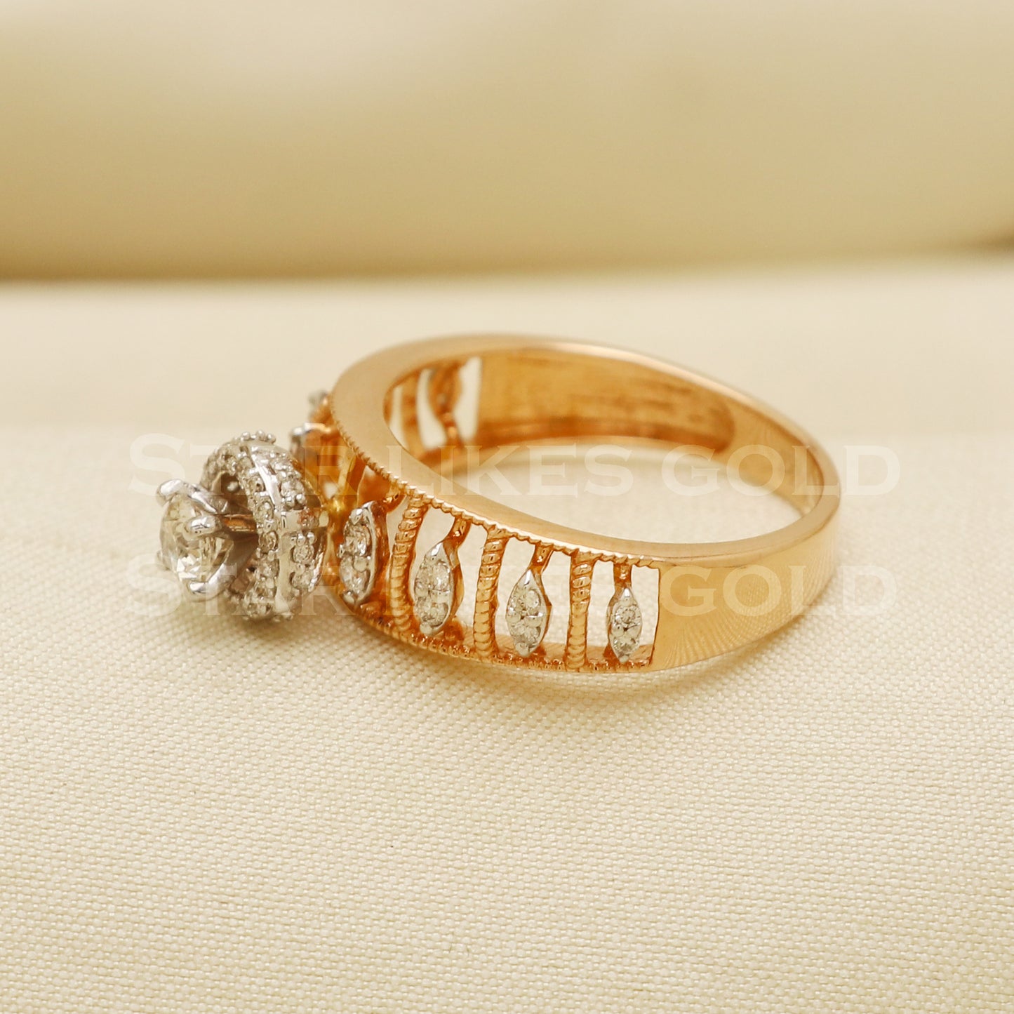 Handmade Natural Diamond Ring from India,14K gold Wt 3.26g, Diamond 0.5cts, Ring Size US All, width 8/4mm, PR1018