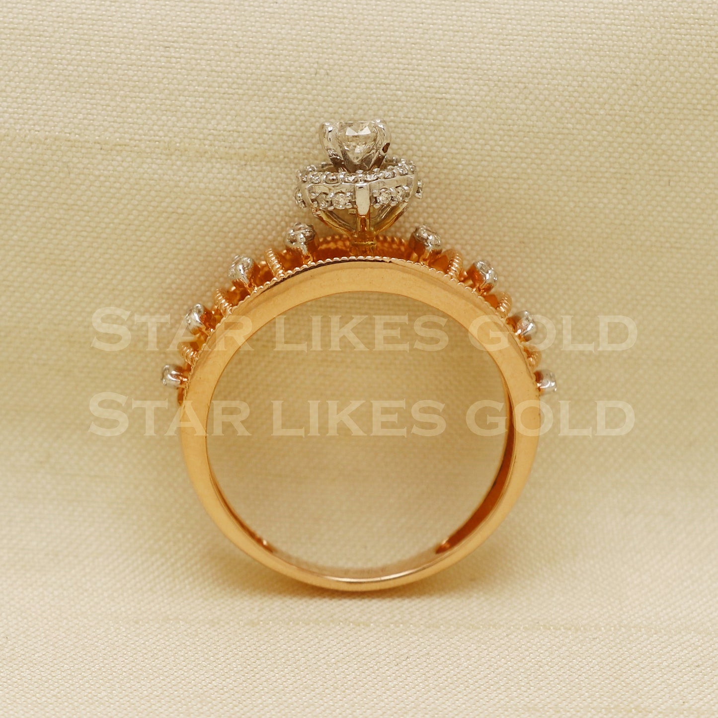 Handmade Natural Diamond Ring from India,14K gold Wt 3.26g, Diamond 0.5cts, Ring Size US All, width 8/4mm, PR1018
