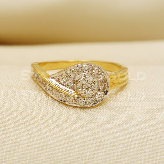 Handmade Natural Diamond Ring from India,18K gold Wt 4.06g, Diamond 0.45cts, Ring Size US All, width 9mm, PR1019