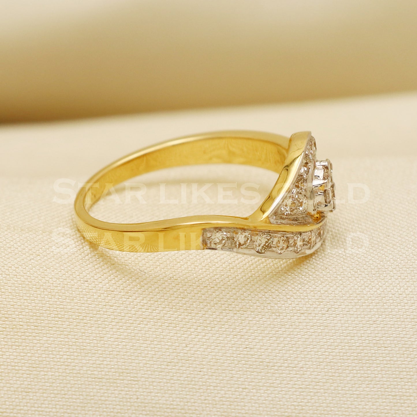 Handmade Natural Diamond Ring from India,18K gold Wt 4.06g, Diamond 0.45cts, Ring Size US All, width 9mm, PR1019