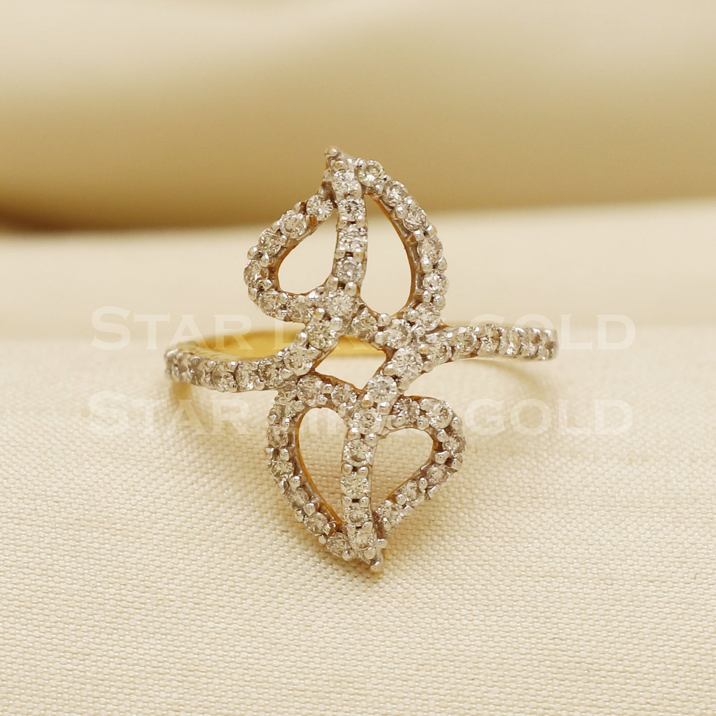 Handmade Natural Diamond Ring from India,18K gold Wt 3.65g, Diamond 0.68cts, Ring Size US All, width 20mm, PR1020