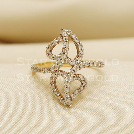 Handmade Natural Diamond Ring from India,18K gold Wt 3.65g, Diamond 0.68cts, Ring Size US All, width 20mm, PR1020