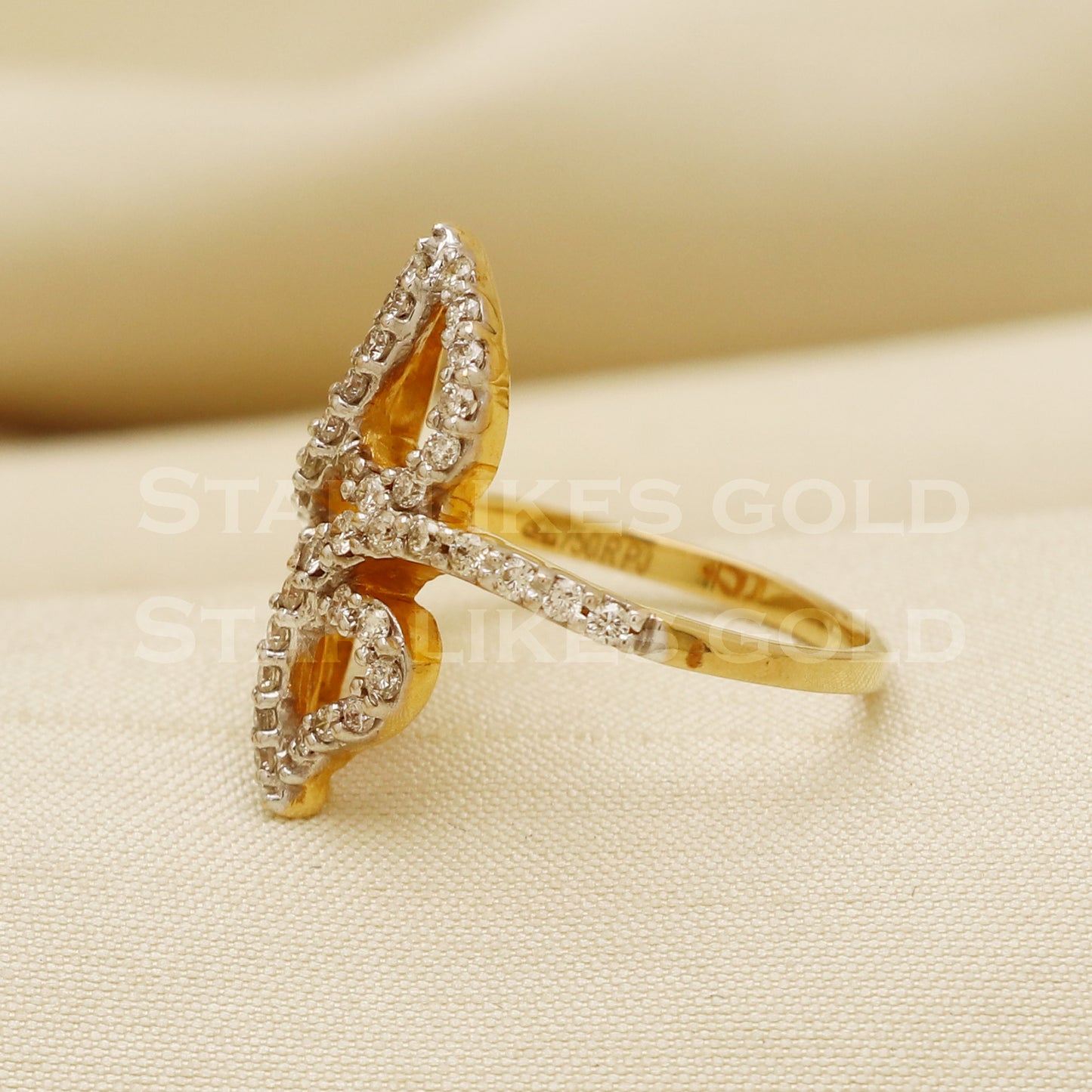 Handmade Natural Diamond Ring from India,18K gold Wt 3.65g, Diamond 0.68cts, Ring Size US All, width 20mm, PR1020