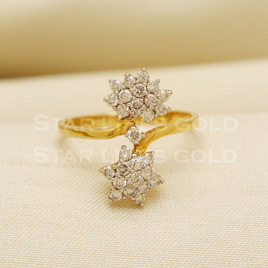 Handmade Natural Diamond Ring from India,18K gold Wt 2.14g, Diamond 0.61cts, Ring Size US All, width 17mm, PR1021