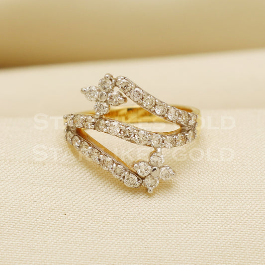 Handmade Natural Diamond Ring from India,18K gold Wt 3.08g, Diamond 0.68cts, Ring Size US All, width 13mm, PR1022