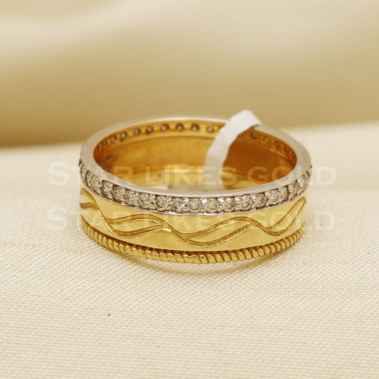 Handmade Natural Diamond Ring from India,18K gold Wt 4.13g, Diamond 0.43cts, Ring Size US All, width 6mm, PR1023