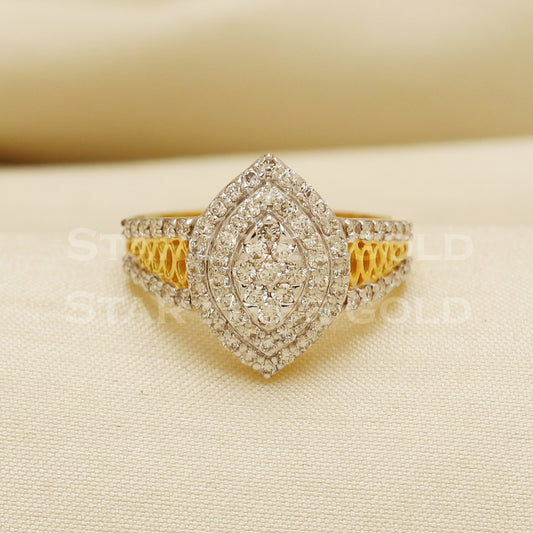 Handmade Natural Diamond Ring from India,18K gold Wt 4.24g, Diamond 0.81cts, Ring Size US All, width 16mm, PR1024