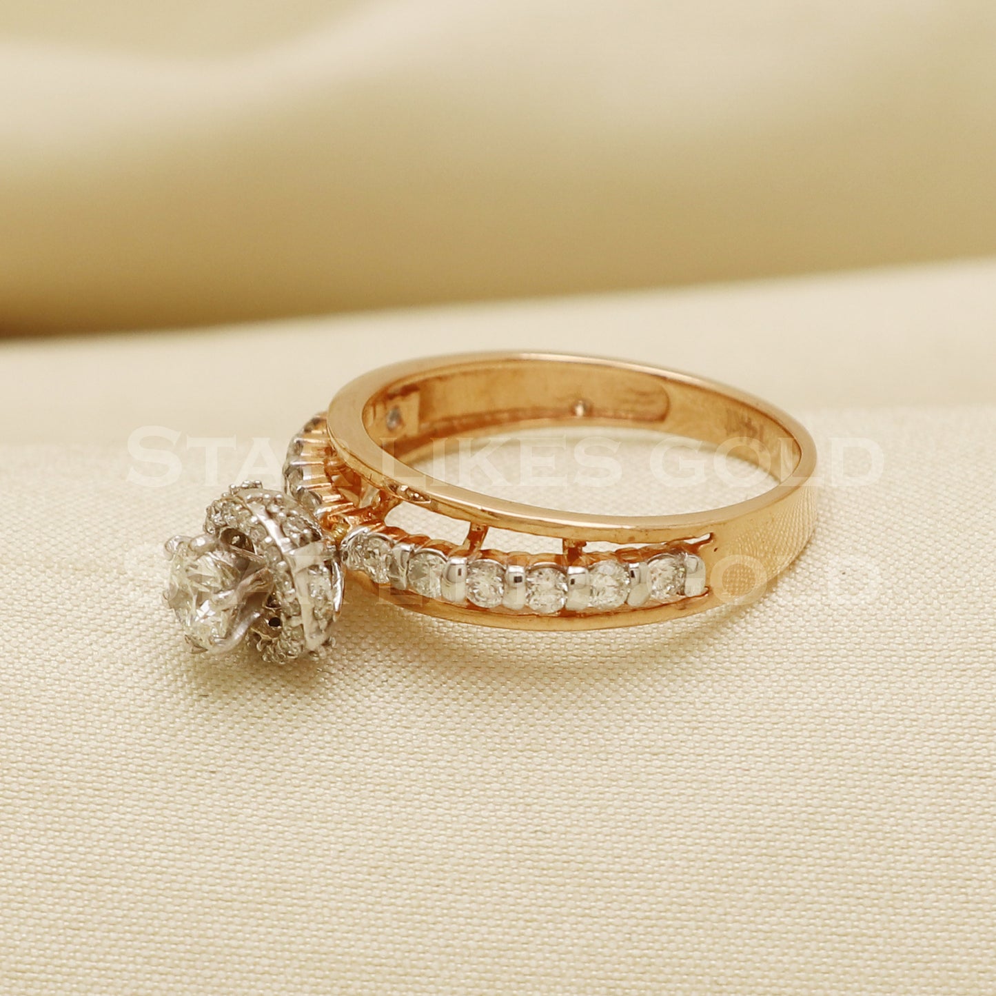 Handmade Natural Diamond Ring from India,14K gold Wt 3.22g, Diamond 0.76cts, Ring Size US All, width 7/5mm, PR1025