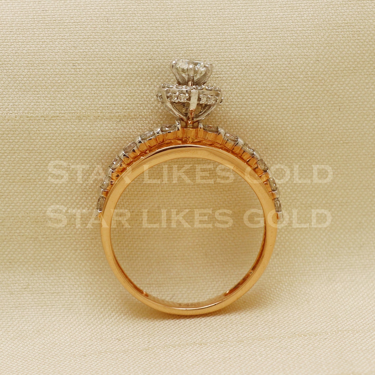 Handmade Natural Diamond Ring from India,14K gold Wt 3.22g, Diamond 0.76cts, Ring Size US All, width 7/5mm, PR1025