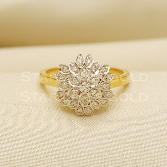 Handmade Natural Diamond Ring from India,14K gold Wt 3.84g, Diamond 0.3cts, Ring Size US All, width 13mm, PR1026