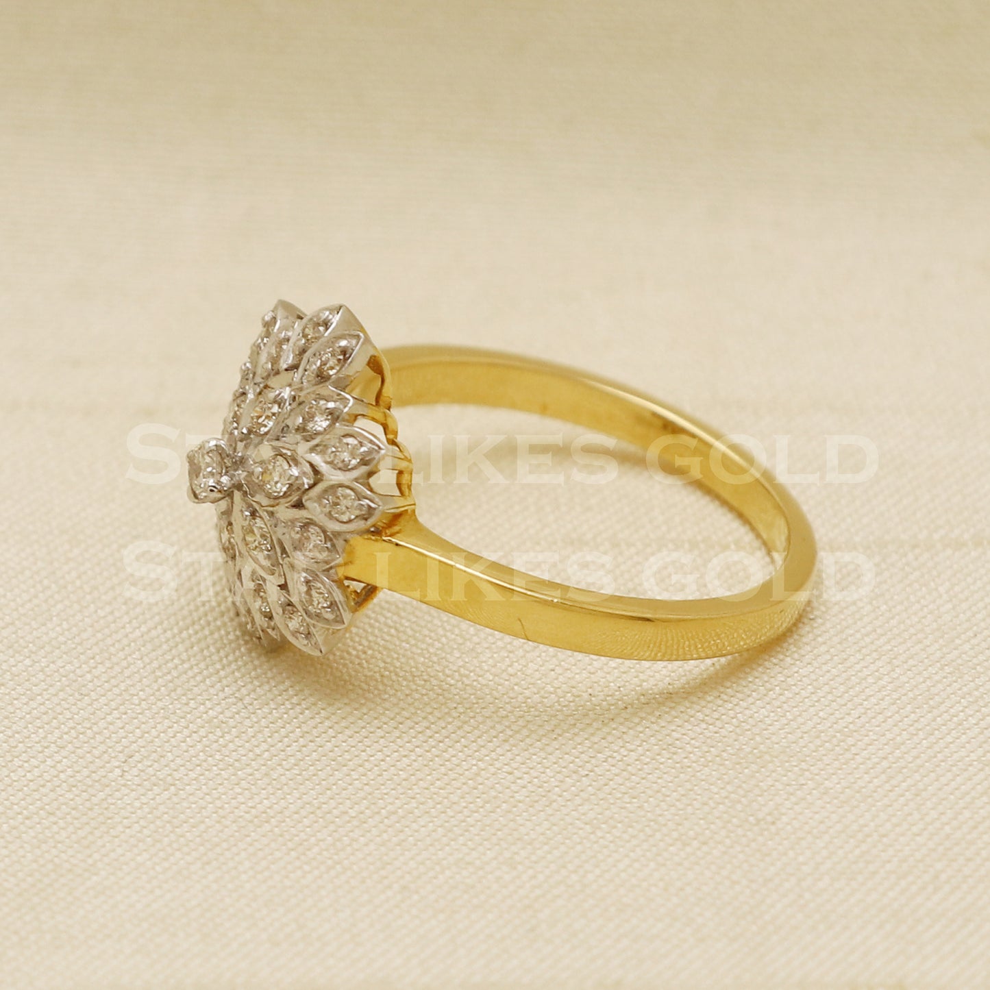 Handmade Natural Diamond Ring from India,14K gold Wt 3.84g, Diamond 0.3cts, Ring Size US All, width 13mm, PR1026