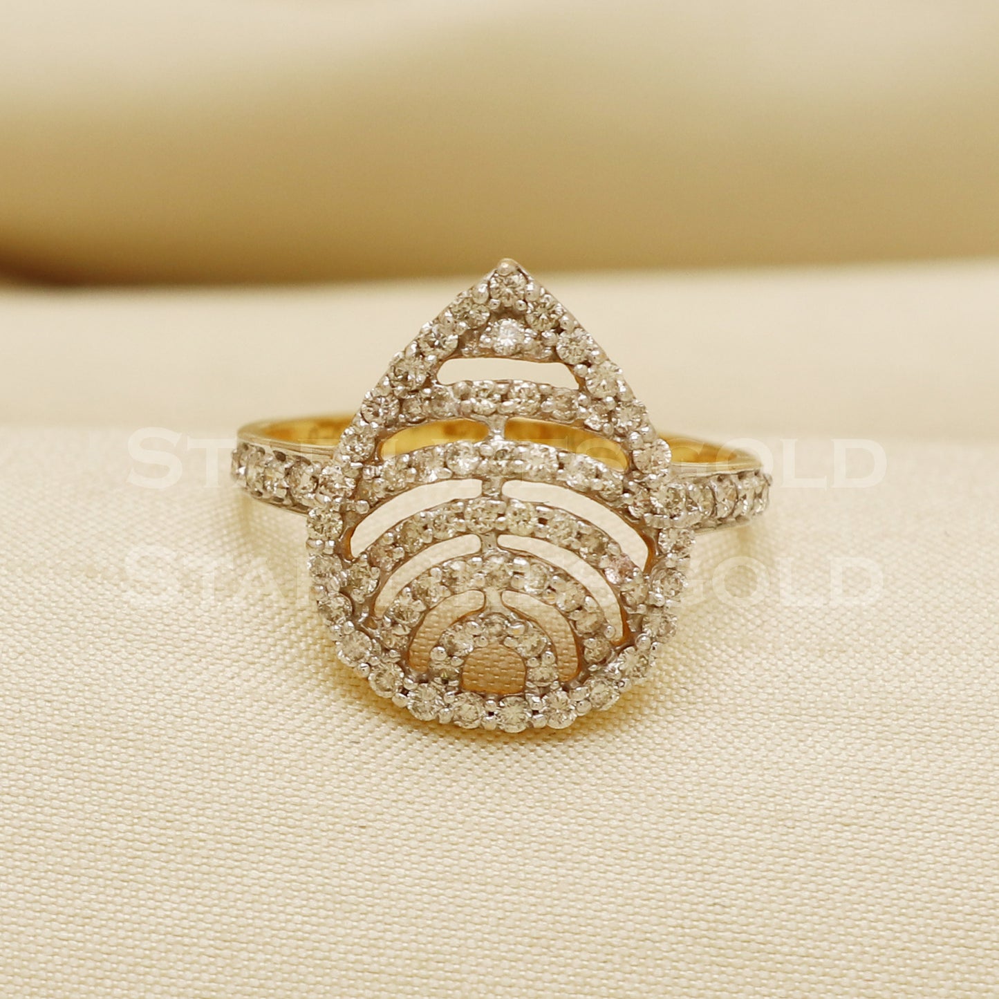 Handmade Natural Diamond Ring from India,18K gold Wt 3g, Diamond 0.78cts, Ring Size US All, width 17mm, PR1027