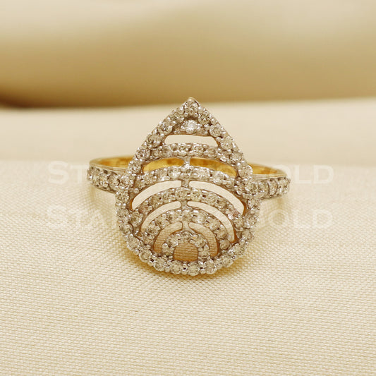 Handmade Natural Diamond Ring from India,18K gold Wt 3g, Diamond 0.78cts, Ring Size US All, width 17mm, PR1027