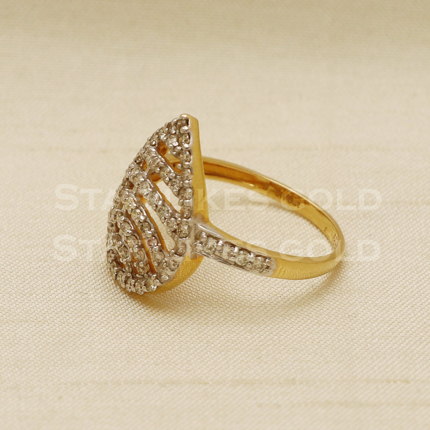 Handmade Natural Diamond Ring from India,18K gold Wt 3g, Diamond 0.78cts, Ring Size US All, width 17mm, PR1027