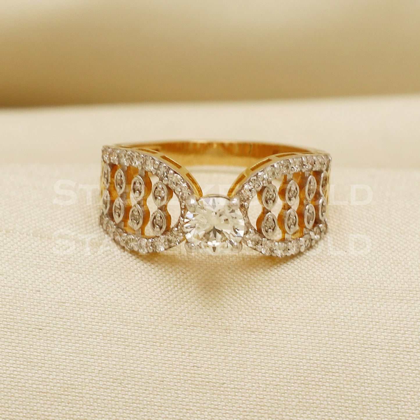 Handmade Natural Diamond Ring from India,18K gold Wt 3.52g, Diamond 0.85cts, Ring Size US All, width 5/8.5mm, PR1028
