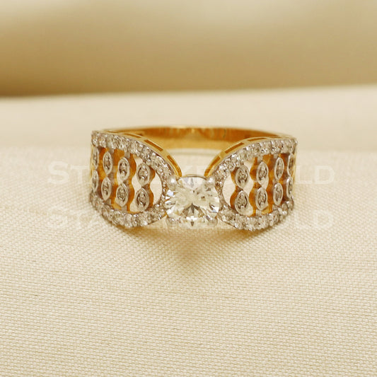 Handmade Natural Diamond Ring from India,18K gold Wt 3.52g, Diamond 0.85cts, Ring Size US All, width 5/8.5mm, PR1028
