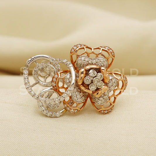 Handmade Natural Diamond Ring from India,14K gold Wt 8.14g, Diamond 1.24cts, Ring Size US All, ring face 2.5*3.3cm, PR1029