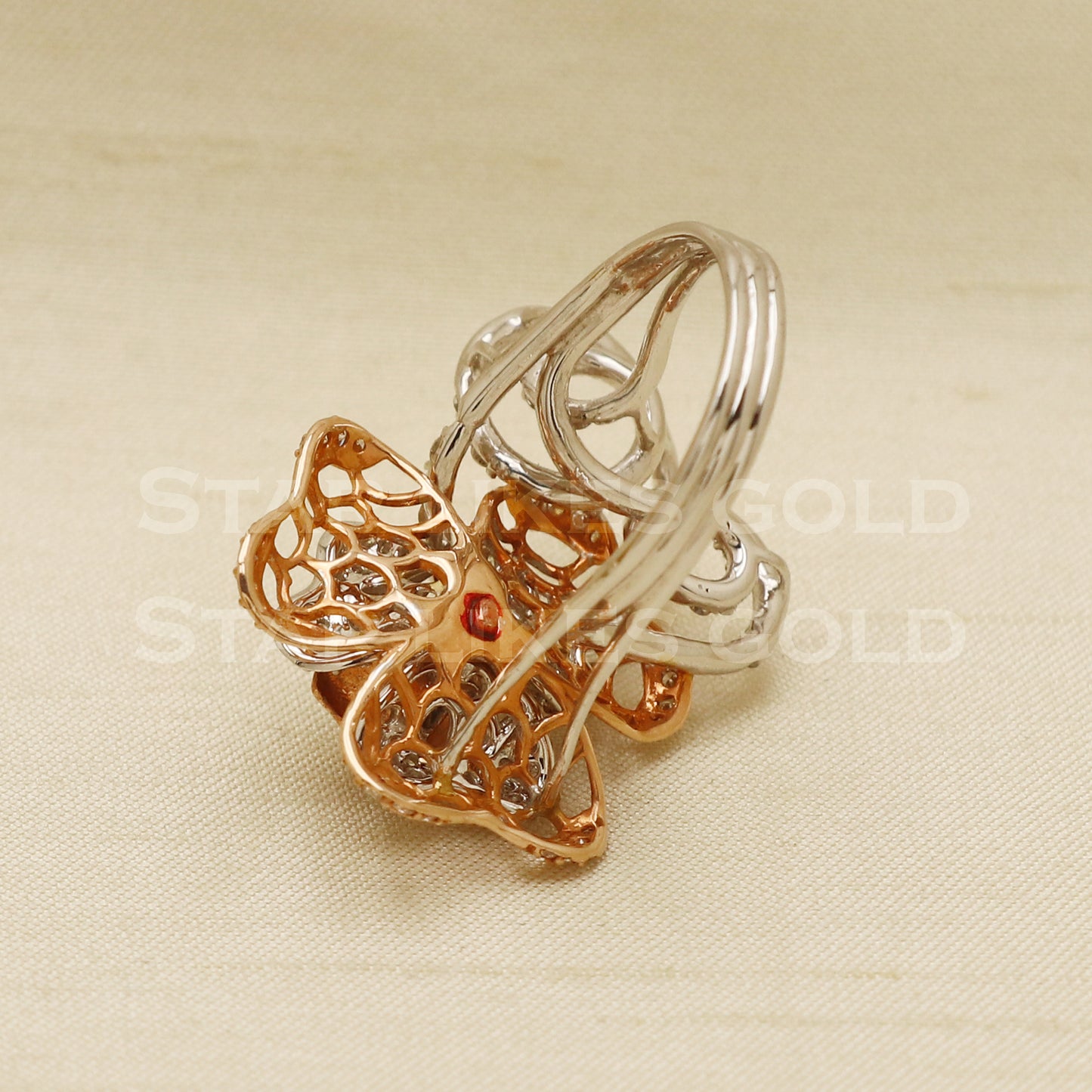 Handmade Natural Diamond Ring from India,14K gold Wt 8.14g, Diamond 1.24cts, Ring Size US All, ring face 2.5*3.3cm, PR1029
