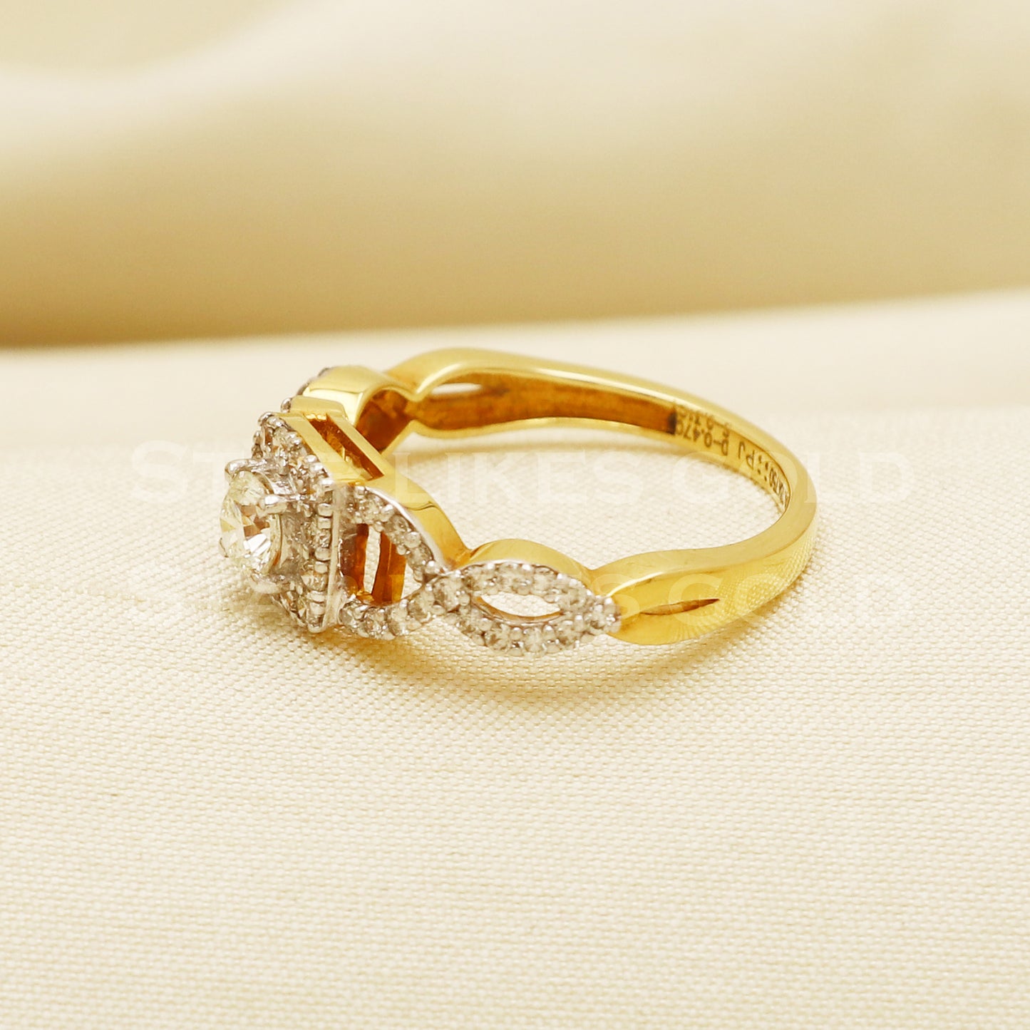 Handmade Natural Diamond Ring from India,18K gold Wt 3.47g, Diamond 0.47cts, Ring Size US All, width 4/7mm, PR1031