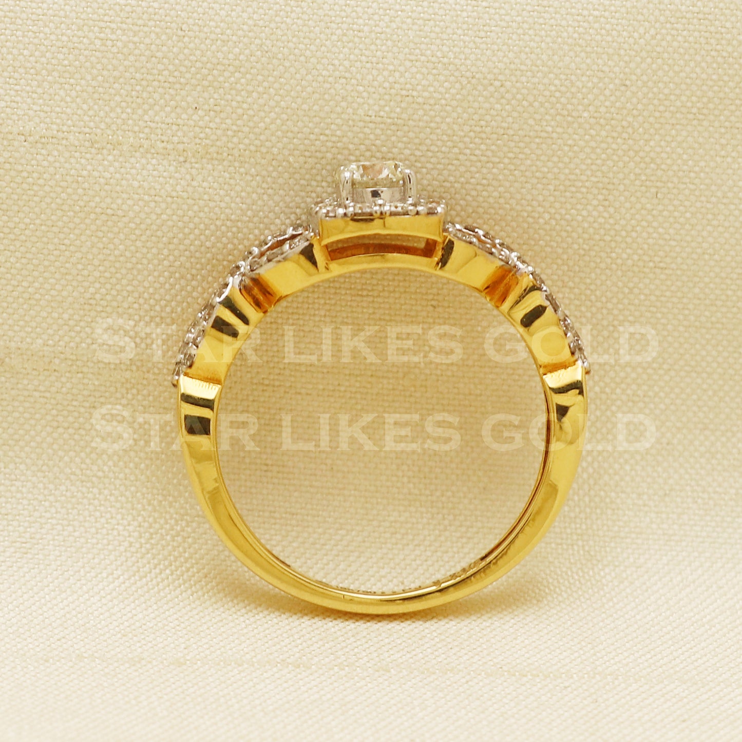 Handmade Natural Diamond Ring from India,18K gold Wt 3.47g, Diamond 0.47cts, Ring Size US All, width 4/7mm, PR1031