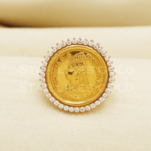 Queen 22 karat 22k gold Handmade Ring Jewelry, PR1039