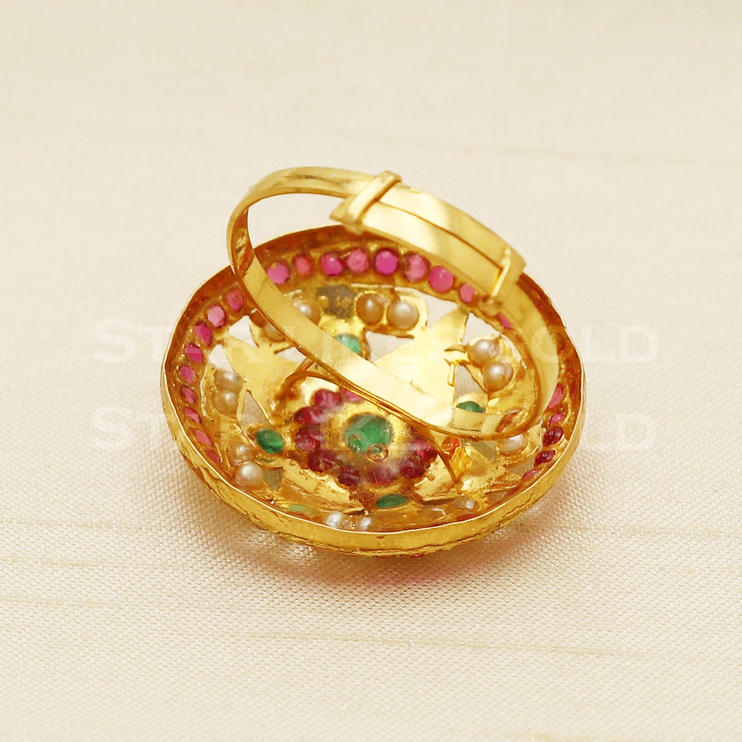 22 karat 22k Gold Ruby Pearl Ring Jewelry, PR1044