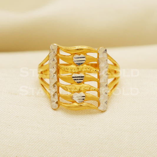 2 Tone 22 karat 22k Gold Handmade Ring Jewelry, PR1057