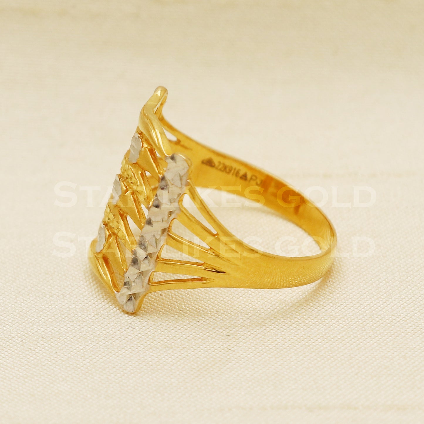 2 Tone 22 karat 22k Gold Handmade Ring Jewelry, PR1057