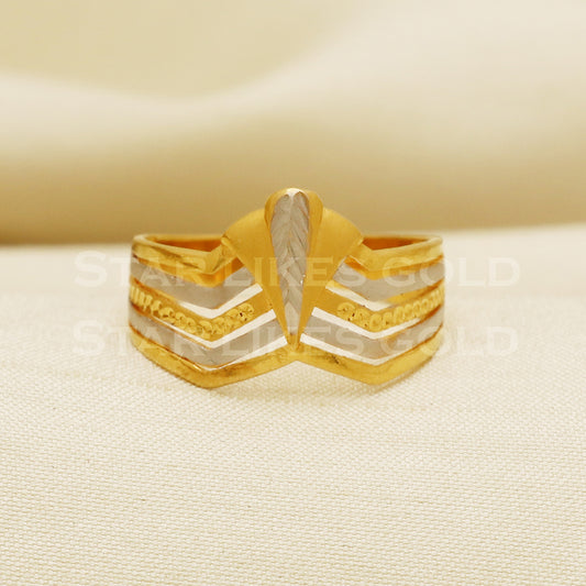 2 Tone 22 karat 22k Gold Handmade Ring Jewelry, PR1058