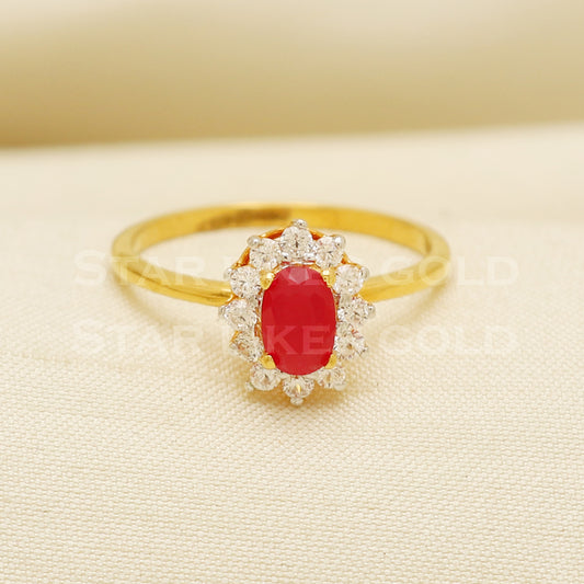 ruby and zircons 22 karat 22k Gold Ring Jewelry, PR1079