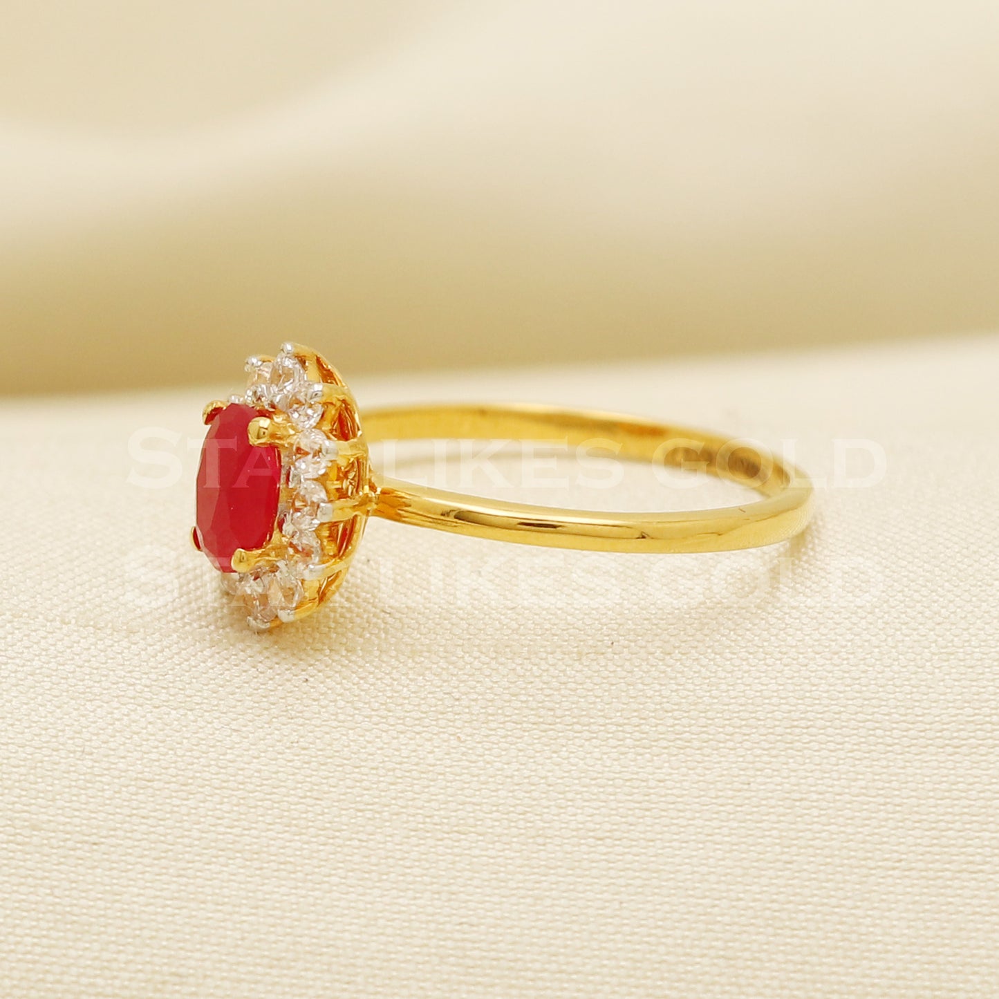 ruby and zircons 22 karat 22k Gold Ring Jewelry, PR1079