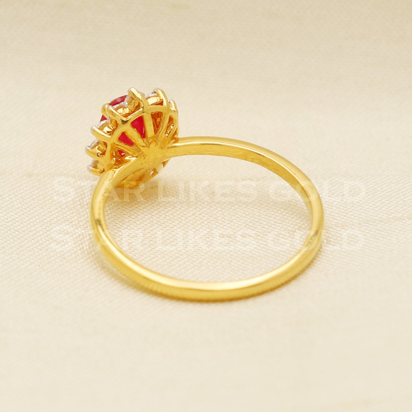 ruby and zircons 22 karat 22k Gold Ring Jewelry, PR1079