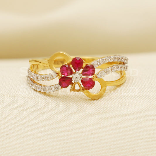 ruby and zircons 22 karat 22k Gold Ring Jewelry, PR1080